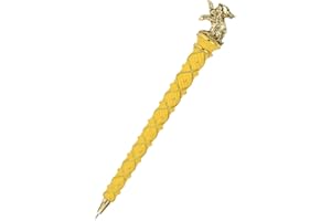 The Noble Collection Harry Potter Gold-Plated Hufflepuff Pen - 8in (21cm) Topped With Hufflepuff House Mascot Officially Licensed Harry Potter Movie Stationery Gifts