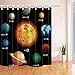 Produktbild GAOFENFFR Sonnensystem Umkreisen Sie die Sonne mit Namen der Planeten Geographie-Duschvorhang für Kinder 180X180CM Mehltau-beständiger Polyester-Stoffbad Fantastische Dekorationen Badehaken
