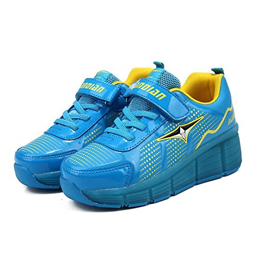 Mr.Ang Skateboard Schuhe mit LED 7 Farbe Farbwechsel Lichter blinken Räder SchuheTurnschuhe Jungen und Mädchen Flügel-Art Rollen Verstellbare neutral Kuli Rollschuh Schuhe - 2