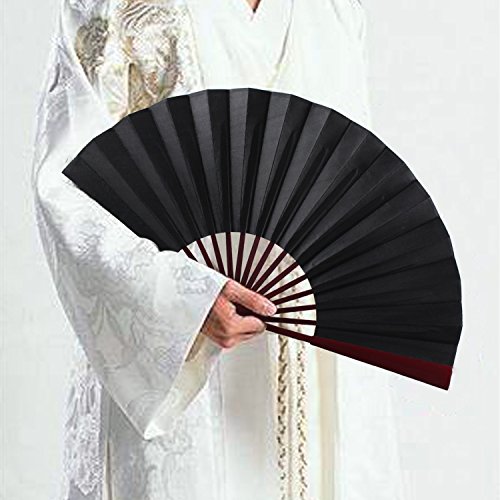 KAKOO Großer Fächer Stabiler Handfächer mit Bambusgriff Tanzfächer Sommer Lüfter Herrlicher Klappfächer für Feste Hochzeit Geschenk Party Zubehör DIY Wohnzimmer Dekofächer - 3