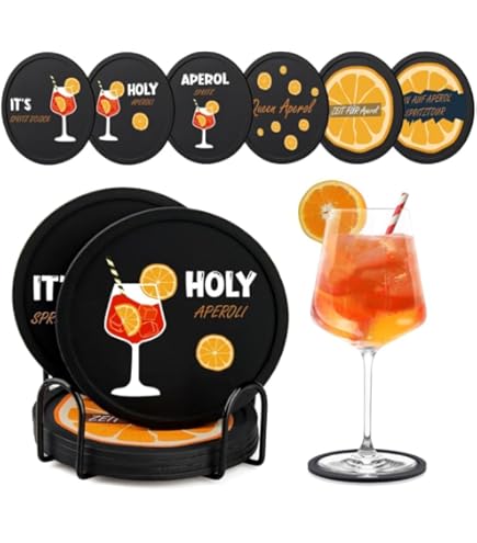 Aperol Filzuntersetzer Set 6 Stück - Getränkeuntersetzer Mit Sprüchen Für Aperol Liebhaber