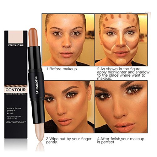 2 in1 Double Ended Make-up Concealer Coverstick Highlight & Contour Stick Gesicht Kontur Highlighting Correctors Cover Up Stick Kaschiert alle Flecken von Haut Molie - 4