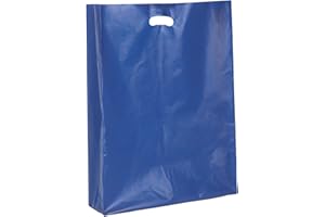 Propac Z-SHF50B Shopper in Plastica con Manico a Soffietto, 50 x 70 cm, Colore Blu - Set di 50 Pezzi