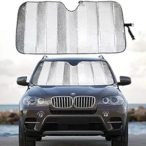 Lukzer 1PC Car Foldable Windshield Front Sun Shade Blocks UV Rays Sun Visor Protector Sunshade Solar Reflective Keep Your Vehicle Cool & Damage Free for All Cars (Universal)