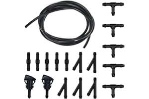 Scheibenwaschanlage Schlauch, CTRICALVER 5M Wischwasserschlauch Reparaturset, Automotive Schlauch Gummi Wischwasserschlauch, mit 15 Stücke Schlauchverbinder +2 pcs Sprühdüse