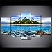 Produktbild TMMTO Leinwandbild 5 Teilig Wandkunst Marine Life Tropical Island Bilder Hd Drucke Meeresschildkröte Fisch Palmen Poster Home Decor Rahmen-B