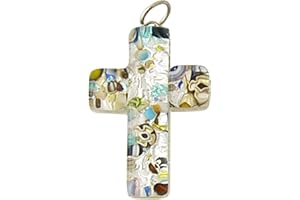 KVN Colgante de cruz de cristal de Murano, aprox. 3, 5 x 2, 5 cm, multicolor