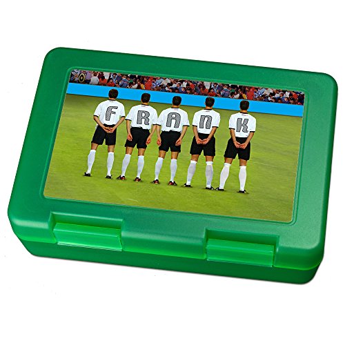 Preisvergleich Produktbild printplanet Brotdose mit Namen Frank, Motiv Fußballmannschaft , Lunchbox mit Namen, Brotdose Light Green - Frühstücksdose Kunststoff lebensmittelecht