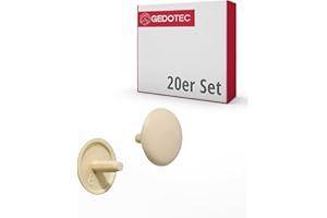 Gedotec Abdeckkappen für Schrauben rund | 20 Stück - Schraubenabdeckung beige aus Kunststoff für Kopfloch-Bohrung PZ2 | H1115 | Abdeckung Ø 12 x 2,5 mm | Abdeckkappen für Bohrlöcher & Holz-Möbel