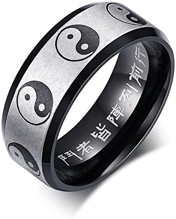 Lekima Stainless Steel Ring Yin Yang Tai Chi Signet Gossip Ethnic Chinese Style Comfort Charm Jewellery Gift For Men #O (Gift Bag Included)