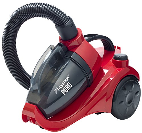 Bestron Aspirateur traineau sans sac, Rayon d'action : 7,5 m, Capacité : 1 L, 700 W, Rouge