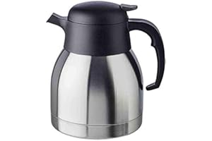 APS 10910 Isolierkanne „Classic“, 1 Liter, Kaffeekanne mit Drehverschluss, Ø 14 cm, H: 19 cm, doppelwandiger Edelstahl, für heiße und kalte Getränke, nicht spülmaschinengeeignet, ca. 8 Tassen