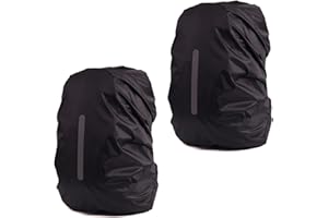 DIELOVEHUA 2 Pezzi Copri Zaino per Pioggia, Copri per Pioggia di Zaino con Strisce Riflettenti, Antipolvere, Resistente all'Usura, per Outdoor Escursionismo Campeggio Ciclismo, XS 15L-25L, Nero＋Verde