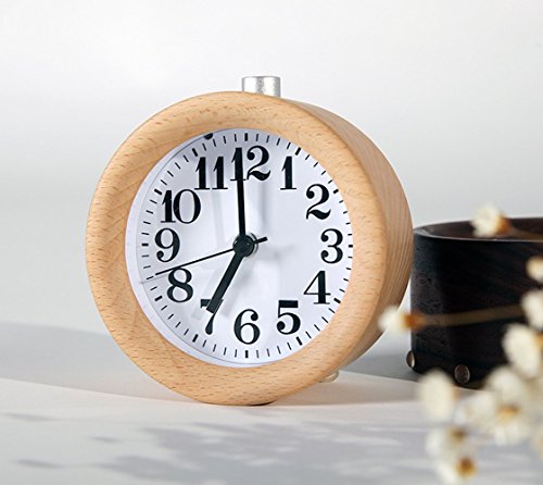 Holz Wecker WAYCOM Alarm Clock - Handgemachte Tischuhr - Snooze Buchenholz mit Nachtlicht