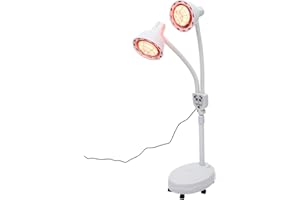 ACROSSPART 275W Doppelkopf Infrarotlampe Rotlichtlampe Stand Rotlichtlampe Wärmelampe Infrarottherapie Infrarotlampe mit Rollen Therapie Rotlicht Lichttherapie