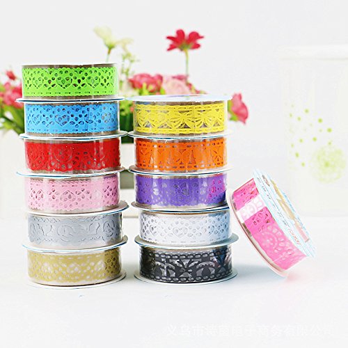 CAOLATOR Masking Klebeband Spitze Klebeband Papier Washi Masking Tape Dekoband Aufkleber Papier Dekorative Bunten DIY Klebeband 3 Stücke - 5