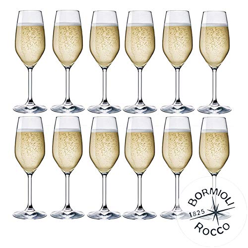 Collezione DIVINO Bormioli Rocco - Set 12 FLUTE da CHAMPAGNE & PROSECCO - mod. FLUTE DIVINO 24 - Capacità: cl. 24 Eleganza a Tavola
