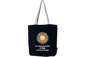 Hello-Bags. Bolso Tote bag con cremallera, forro y bolsillo interior. Exterior: Algodón 100%. Incluye sobre kraft de regalo. Modelo SI TE RODEAS. Color: Crudo/Negro. Medidas: 37x 38 cm.