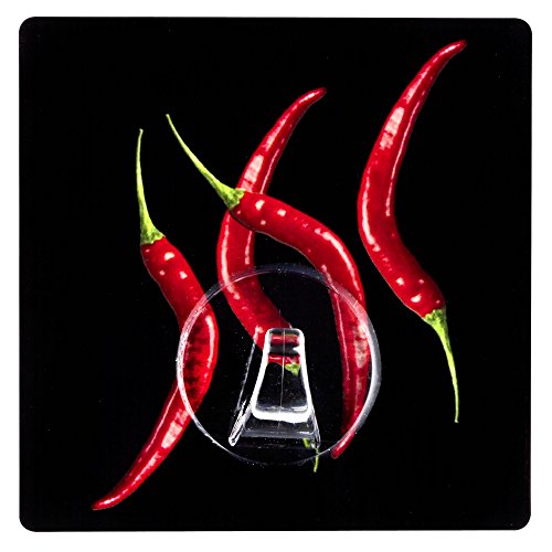 WENKO 4369500100 Static-Loc Wandhaken Uno Hot Peperoni - Befestigen ohne bohren, Kunststoff, Mehrfarbig