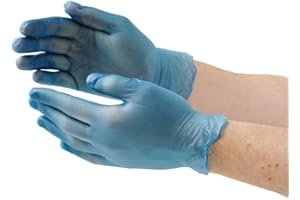 Hygiplas Gants préparation alimentaire en vinyle bleu non poudré, Grand, (lot de 100), Bleu, taille L, Gants sans latex, CF403