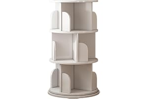 Btsunotr Estantería giratoria estantería giratoria de 360° de 3/4/5/6 niveles estantería de pie para almacenamiento organizador de estanterías apilables vitrina para dormitorio sala de estar(Blanco,40