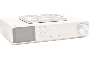 GRUNDIG, Radio de Cuisine BT, Tuner FM RDS/Dab+ Lecteur CD, éclairage LED intégré. Fixation élément Haut fourni, Un Mix de Design et de Technologies dans Un Concept Unique, Blanc