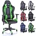 Produktbild TRESKO Racing Drehstuhl Bürostuhl Sportsitz Chefsessel Gaming Stuhl 6 Farbvarianten, Wippmechanik, stufenlos verstellbare Rückenlehne (Hellgrün)