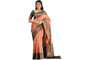 BishtHub Fashion Damen-Saree aus weicher Seide, Jacquard, mit ungenähtem Blusenteil