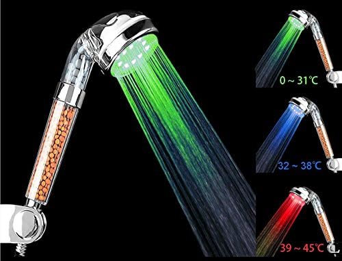 LED Shower Head, Prevention Dry Skin and Hair, High Pressure Spa Filtration Shower Spray Ionic Filter Handheld Shower Head, 200% High Pressure 30% Water Saving-3 Colors Changing
