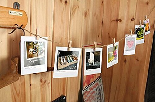 Holzwäscheklammer 100 Stück Mini Clip Wäscheklammer Klammern Für Fotos Kleiderroller und Pinnwandzettel mit 100M Jute Twine - 5