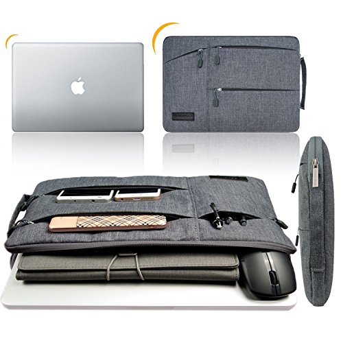 WIWU 13 Zoll Laptop Sleeve für MacBook Air 13,3 /MacBook Pro Retina 13,3/ Dell XPS 13/ Surface Pro 4 / Book Ultrabooks Hülle Tasche Multifunktionale Aktentasche mit Vordertaschen Leichte Nylon Schutzhülle ( Grau 13 Zoll) - 9