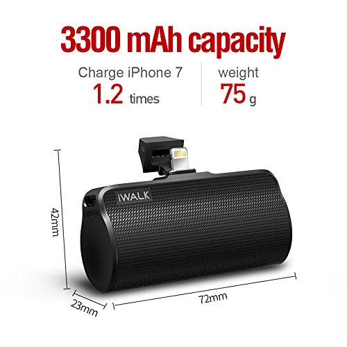 iWalk Portable Compact de 3300mAh Batterie Externe Chargeur avec Lightning Power Bank pour iPhone 5 6 7 8 Plus X Se