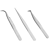 Quewel Lash Eyelash Extension Tweezers Set Eyelash Applicator Tool Curved and Straight pointed Tweezers Lash Extension Suppli