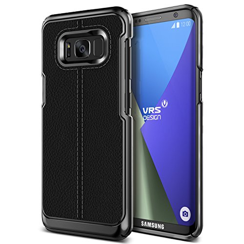 Galaxy S8 Hülle, VRS Design® Leder Schutzhülle [Schwarz] Handytasche Slim Case mit Echt-Leder Außenseite Ledertasche [Simpli Mod] für Samsung Galaxy S8 2017