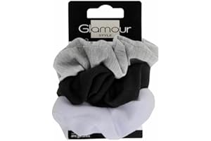 Glamour Style, 3 Classic Scrunchies Cabello, 2 Negros, 1 Gris