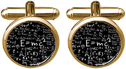 E=MC2 Cufflinks, Mathematics Physics Metal Men's Molecular Formula Science Accessories Geekery Gifts for Teacher