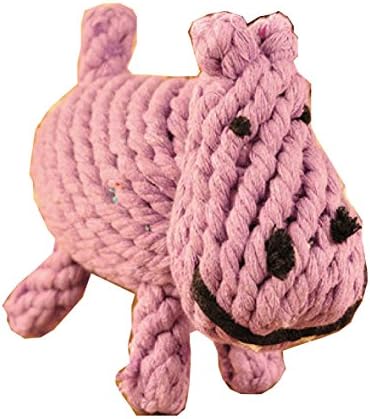 Oriental eLife Chew Rope Toy for Aggressive Chewers, Cotton Chew Teeth Cleaning Rope Toy for Small and Medium Pet Dogs Hippo