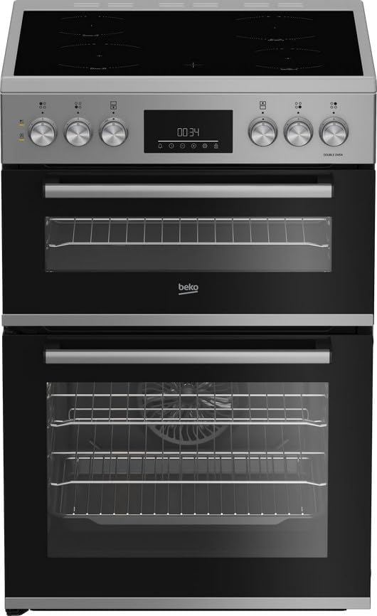 Beko Pro AeroPerfect FDC6731S 60cm Electric Ceramic Cooker with Double Oven, Ceramic Hob, Fan Cooking, Easy Clean, Silver