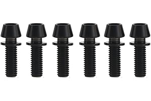 Yaruijia Tornillo de titanio M5 x 16 mm, M5 x 18 mm, M5 x 20 mm, tornillos Allen de cabeza cónica con arandela Ti para vástago de bicicleta, paquete de 6 (negro, M5 x 18 mm)