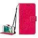 Produktbild Hülle für iPhone 5 5S SE,iPhone 5S Lederhülle,PU Leder Tasche für iPhone 5,Leweiany Elegant Luxus Extra Dünn Tasche Rose Rot Premium Schmetterling Blumen Muster Leder Brieftasche Flip Wallet Ständer Cover in Book Style Tasche Case Handyhülle Schutzhülle mit Kartenfach Aufstellfunktion Magnetverschluss für Apple iPhone SE/5/5S Schutzhülle Handytasche