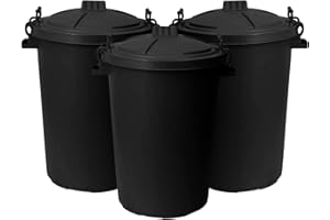 TENLITE (Set of 3) Large 50L Bin/Storage Bin With lid For Homes Gardens Animal Feed (Black)
