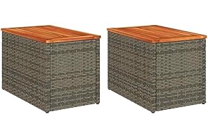 vidaXL Mesas Auxiliares de Jardín 2 uds, Mesitas Pequeñas de Centro, Mesas de Sofá, Muebles para Patio Balcón Terraza Porche, Ratán Madera Gris