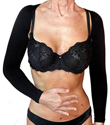 Lipoedema lymphoedema firming and slimming, K2 compression sleeve, Black , L-XL