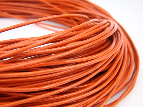 Lederband, Lederschnur, Lederriemen 10 m. Rund 2,0 mm. Orange