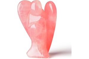 SAHOOTTIE 2 Rose Quartz Crystal Angel Guardian Gift for Women - Pink Healing Crystal with Pocket Angel
