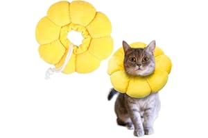 JYNVO Collar Isabelino Gatos 1 Pieza Collar para Gato en Forma de Girasol Talla M Amarillo（Anti - Lamer Después de Castración, Adecuado para Circunferencia de Cabeza 14-22cm ）
