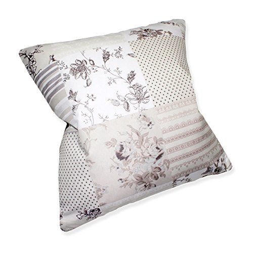 Kissenhülle Patchwork Blumen erdtöne Druck Kissenbezug Dekokissen Zierkissen 60×60 - 4