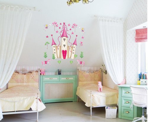 ufengke® Cartoon Prinzessin Schloss Wandsticker,Kinderzimmer Babyzimmer Entfernbare Wandtattoos Wandbilder - 3