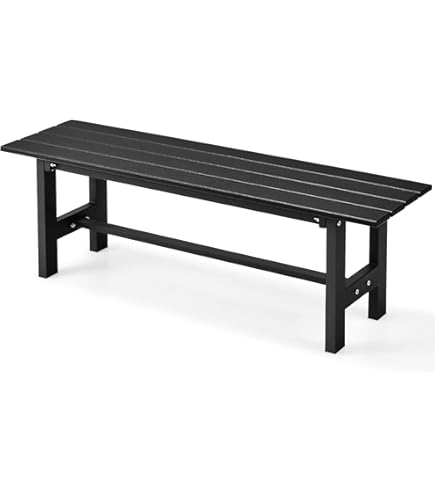 Gartenbank Outdoor 180cm - Wetterfeste Metallbank Ohne Lehne Schwarz