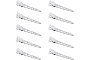 WEIESCIE 10 Stücke Haarspangen,Haarclips Damen,Silber Metall Alligator Curl Clips mit Löchern, Friseur Stahl-Haarclips, Abteilklammern für DIY Haarklammern Damen Mädchen